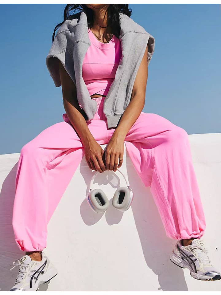 Sweetkama - Wholesale Lounge Set - Women's - Ladies Solid Color Crop Top and Pants Set SKST3797