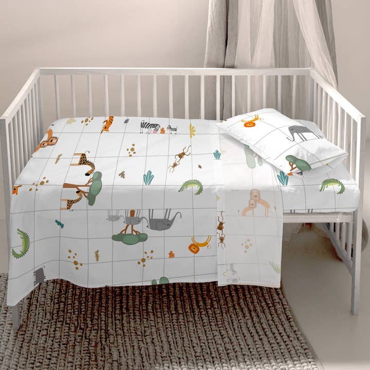 Jogo de lençol para berço Mini Savana com 2 peças por atacado de Happyfriday