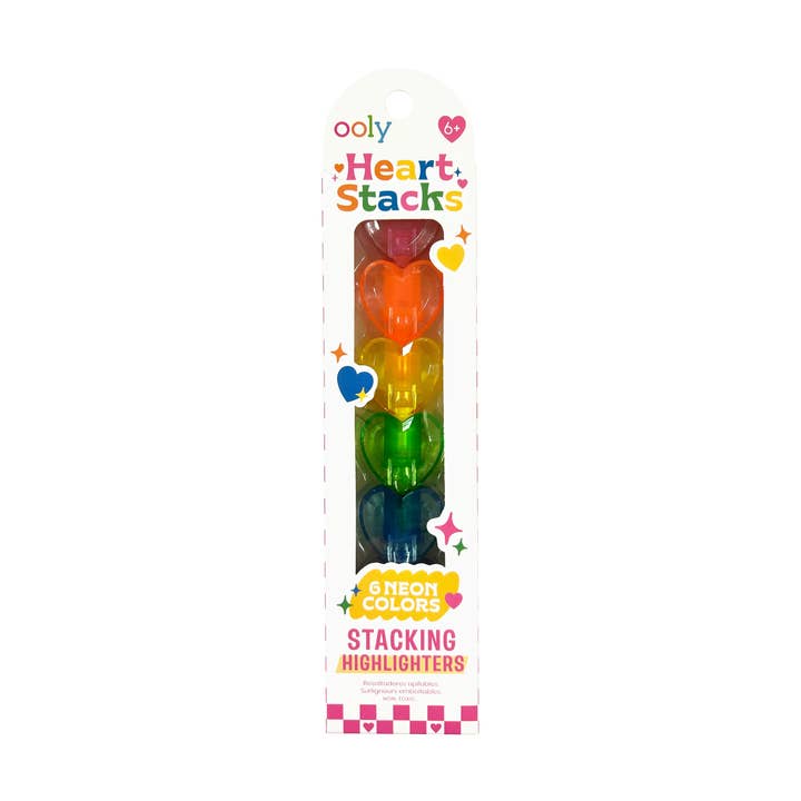 Heart Stacks: Stacking Highlighters - Single (1 Stick / Box) for wholesale by OOLY