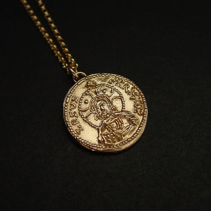 Jesus Christ Coin Necklace for wholesale by Vis a Vis Jewelry