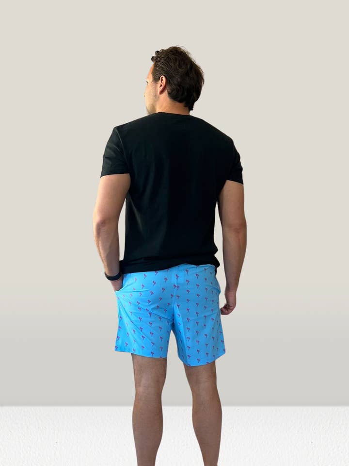 Captain and Cub – wholesale Badshorts - Herr – Herrbadbyxor med neonflamingotryck