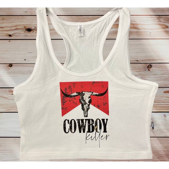 Cowboy Killer Kurz geschnittenes Western-Tanktop für den Großhandel von LA PRINT AND STITCH