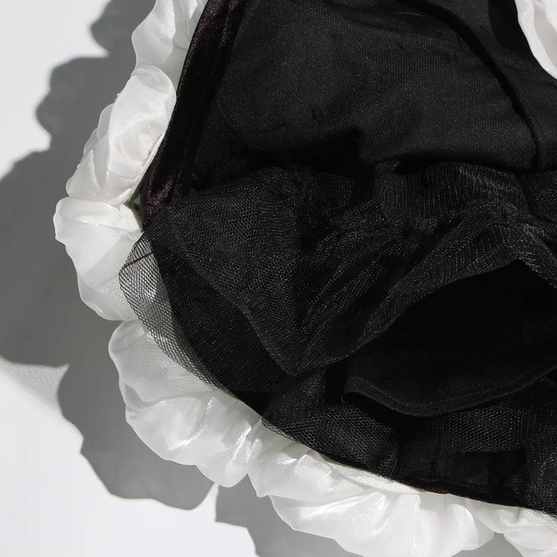 Black DR439 Style Tube Top Dress with 3D Floral Hemline for Women for wholesale on Faire16