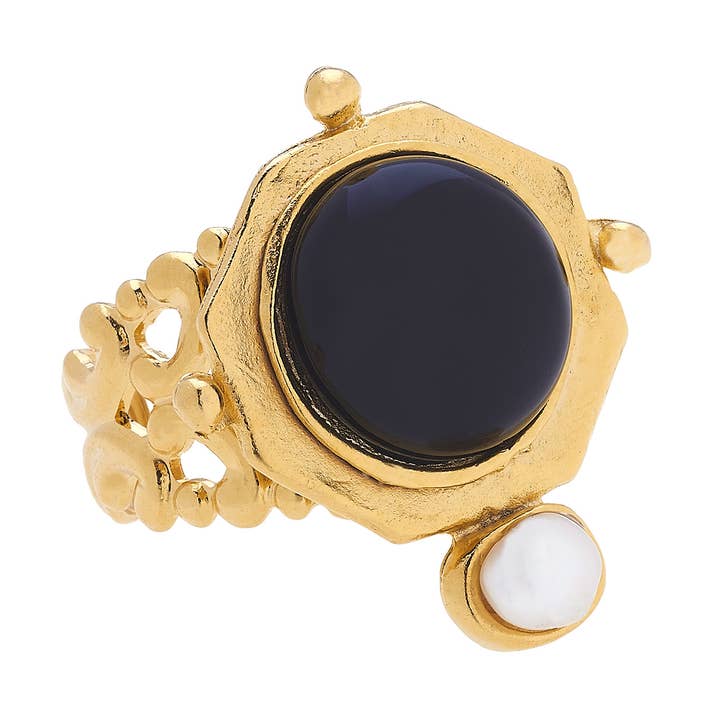 Becca Black Onyx + Pearl Ring for wholesale by Susan Shaw