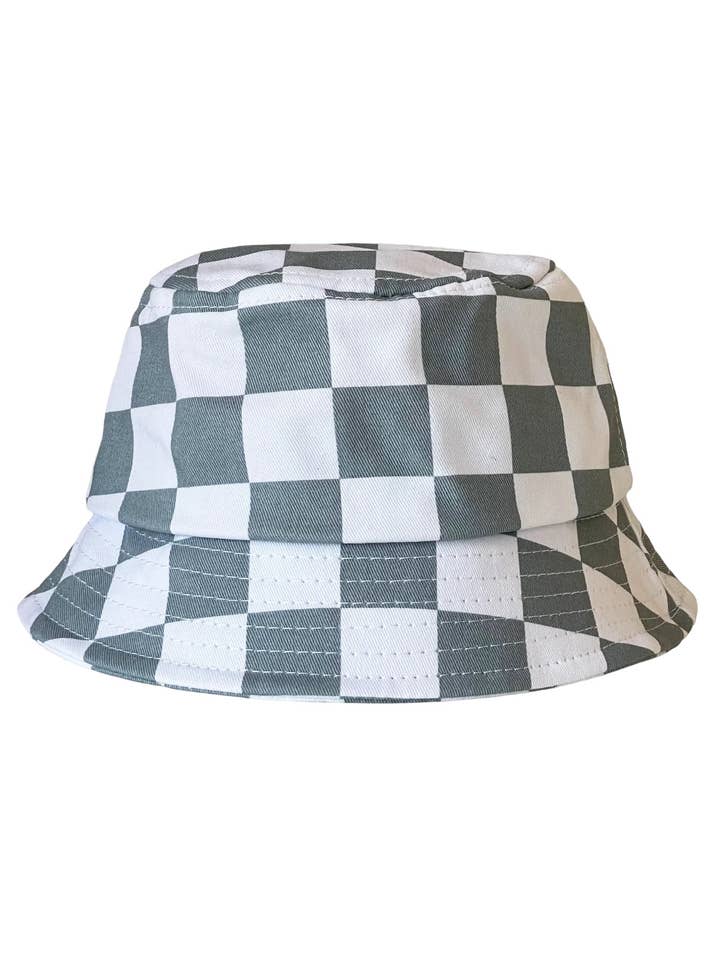 Kids Bucket Hat, Stone Blue Checkerboard for wholesale by SpearmintLOVE