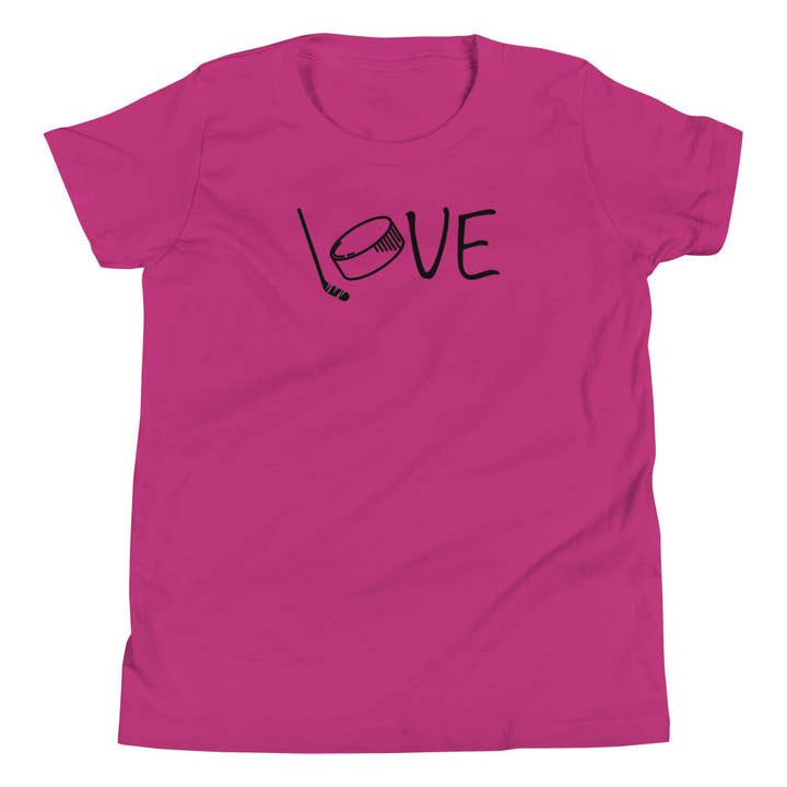 T-shirt à manches courtes Love Hockey pour jeunes pour la vente par Celly Threads Hockey