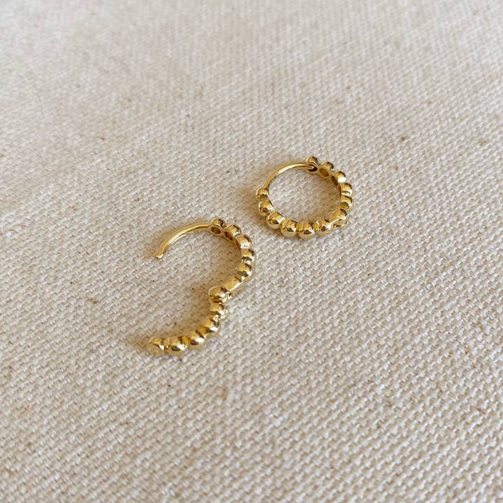 GoldFi - Wholesale Hoop Earrings - 18k Gold Filled 15.5 mm Beaded Clicker Hoop Earrings