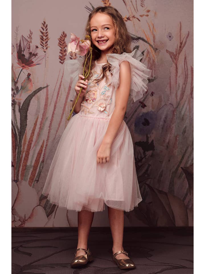 Tutuland - Vendita all'ingrosso Vestito - Bambini - Abito da sposa con fiori ricamati a fiori in pizzo