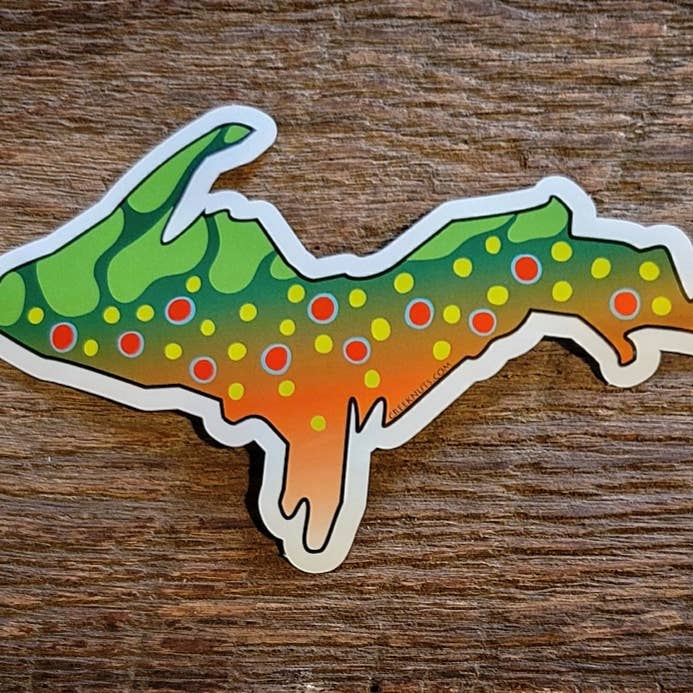 Upper Peninsula Brook Trout Skin Sticker for wholesale by creeknuts.com