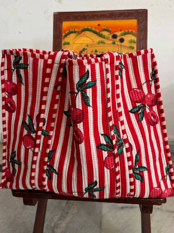 Orange Strap Cotton Quilted Bag Block Printed Shoulder Bags for wholesale by GYPSY STUDIO