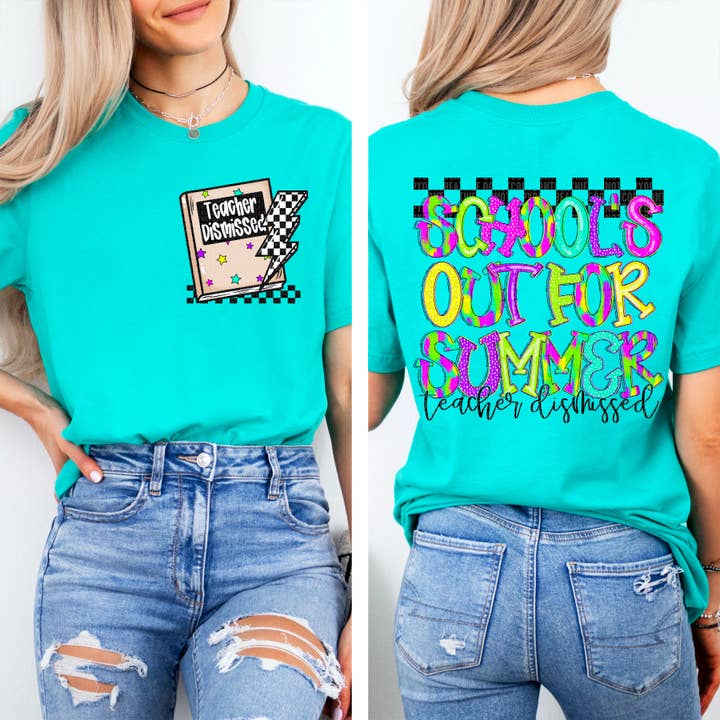 Teacher School's Out For Summer Front/Back DTF Transfer for wholesale by K and M Designs