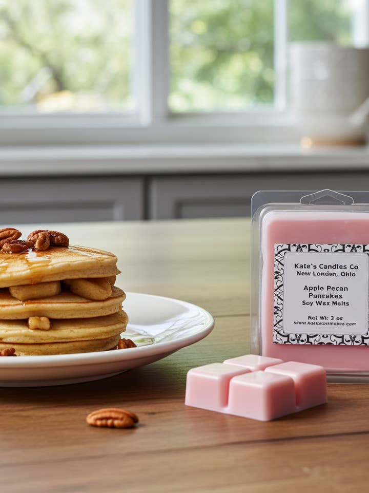 Fondants de cire de soja d'automne aux pommes et pacanes pour la vente par Kate's Candles co