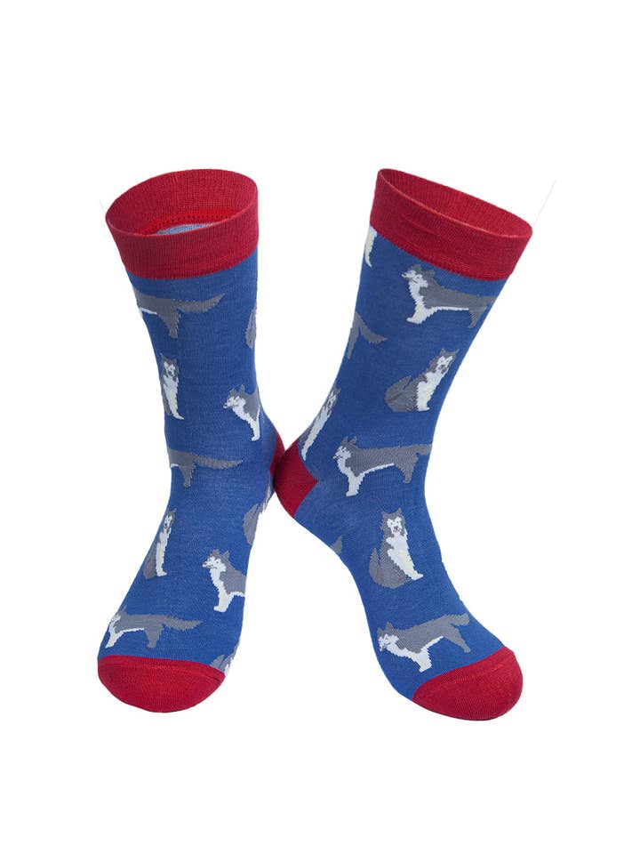 Sock Talk – wholesale Socks – Men's – Mens Bamboo Dog Socks Siberian Husky Huskies Novelty Socks