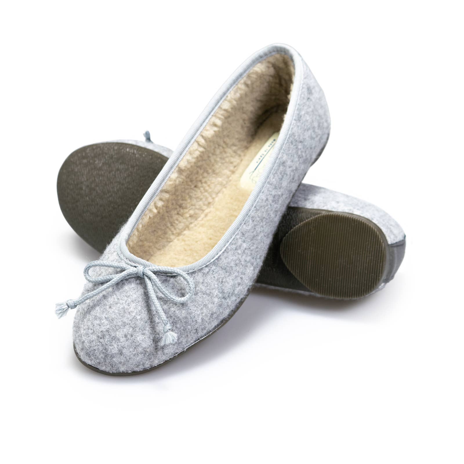 HAIKON HADA - Wholesale Slippers - Women's - Light gray felt ballerinas. Recycled house slippers4