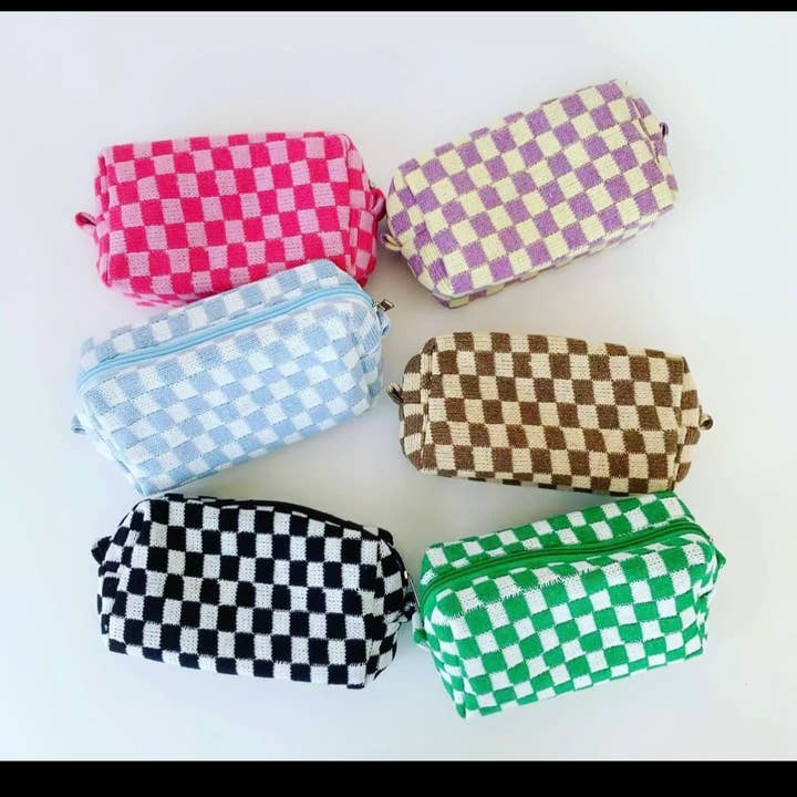 Checkered Makeup Bags for wholesale by lil darlings inc