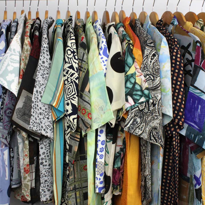 Sun's Out! - Wholesale Button Down Shirt - Women's - Vintage Short-Sleeve Button Up Blouse - Original Length0