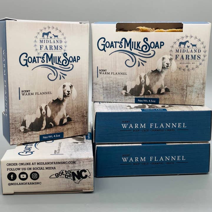 Warm Flannel Goat Milk Soap for wholesale by Midland Farms Goat Milk Soap