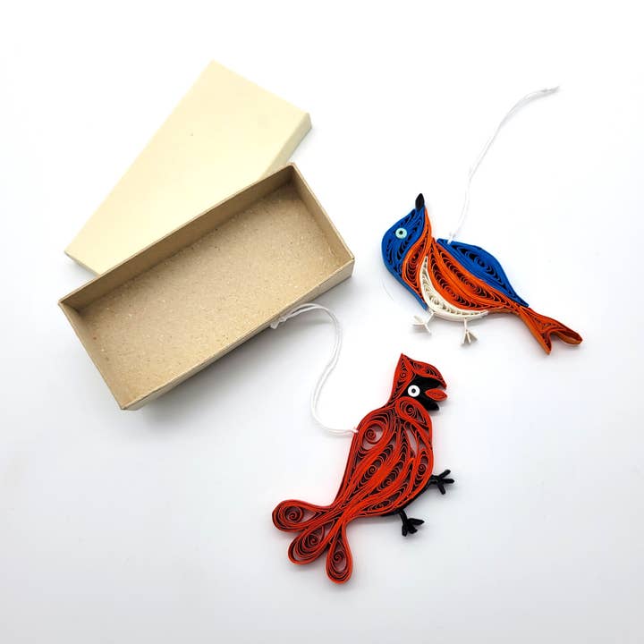 Quilled Bird Ornament Set of 2 for wholesale by Eclectic Woodchuck