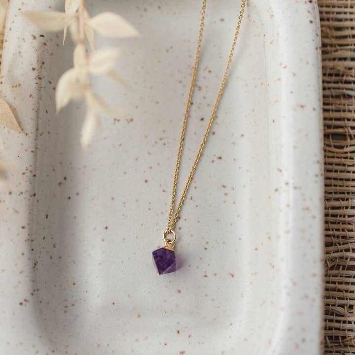 diamond drop necklace-amethyst for wholesale by Wild Abandon Jewelry
