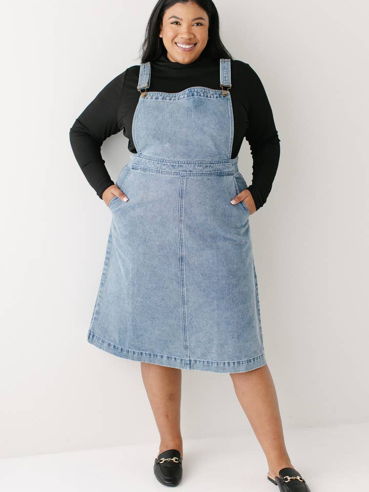 Vintage Wash 'Bailey' Denim Overall Dress for wholesale on Faire9