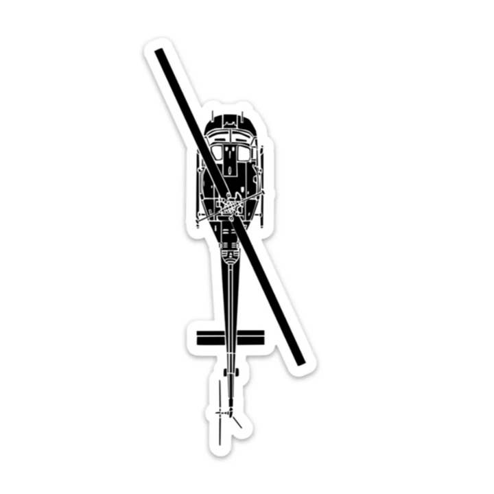 Vintage Bell UH-1 Iroquois Huey Vinyl klistermærke Illustration for engroshandel hos Bellavance Ink