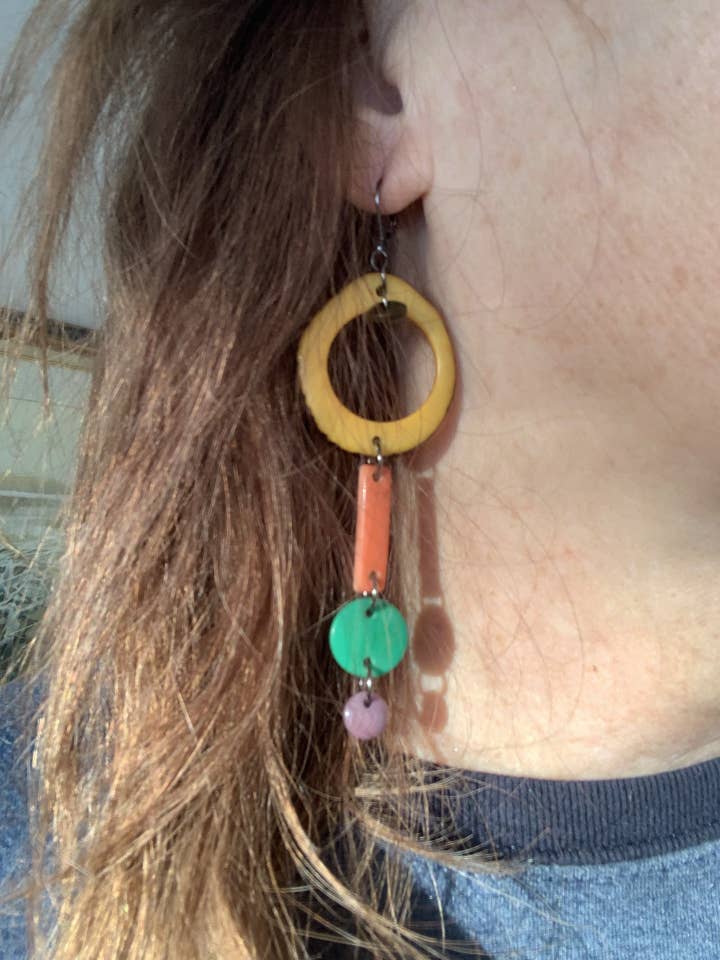 Circle and Stick Earrings for wholesale by Veronica Riley Martens