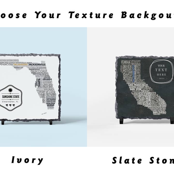 TDWholesale – wholesale Sign – 5.6 x 5.6 US State Rock StUS State Rock Stone Slate w/ Stand1