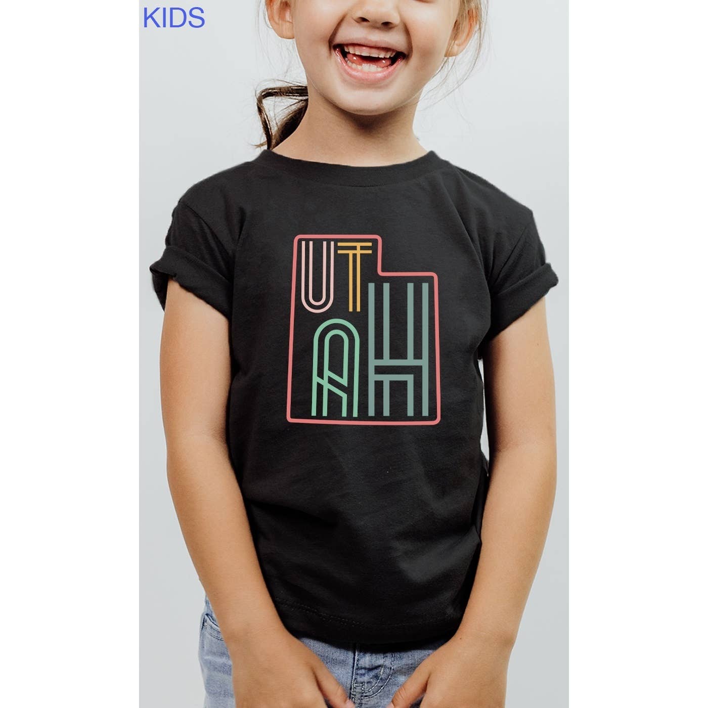 Kids By Kissed Apparel - Vente T-shirt sérigraphié – enfant - T-shirts graphiques Neon State Shape pour enfants17
