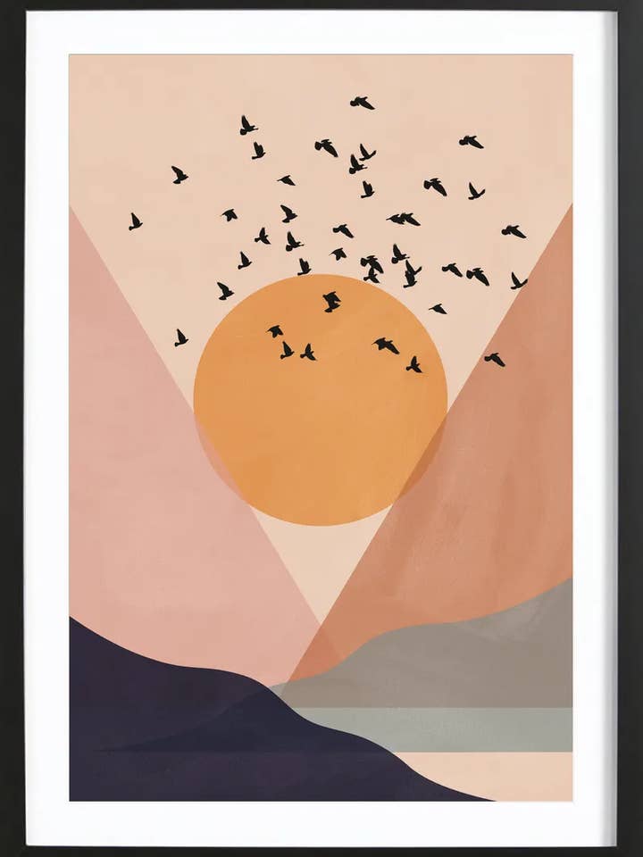 Affiche encadrée de qualité supérieure Sun Flock pour la vente par JUNIQE