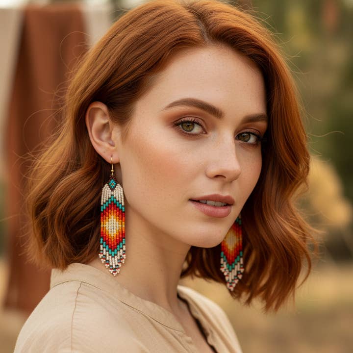 Boucles d’oreilles moyennes en perles pour la vente par Terra Natural Designs