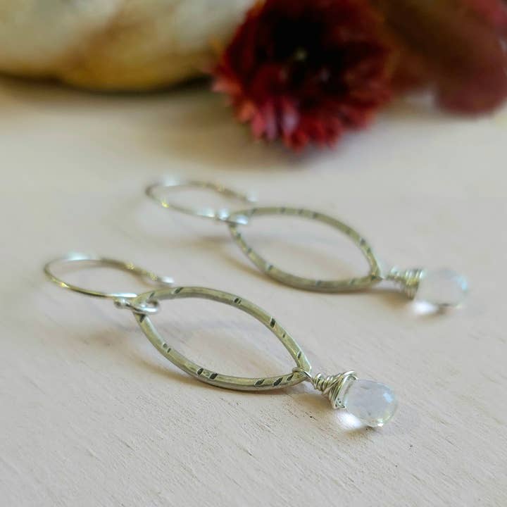Birch Marquise Earrings with White Topaz - Sterling Silver for wholesale by Kuriosities