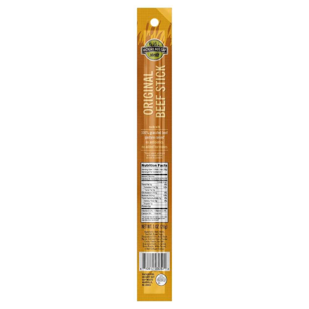 Hickory Nut Gap - Wholesale Jerky - Hickory Nut Gap Original Beef Stick, Grassfed (4x24 Ct)1