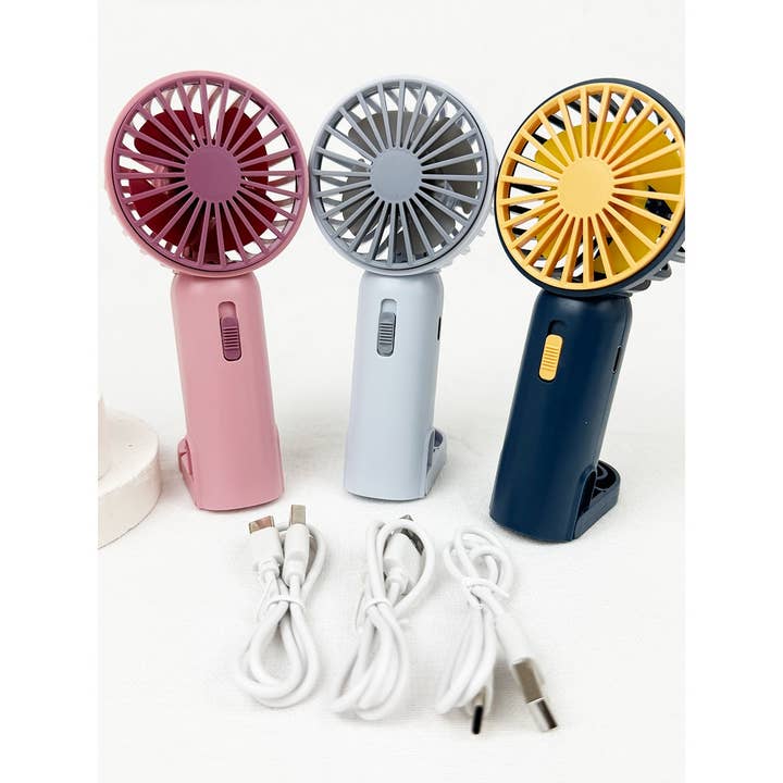MIX COLOR Portable Hand Fan with Pull out Stand for wholesale on Faire