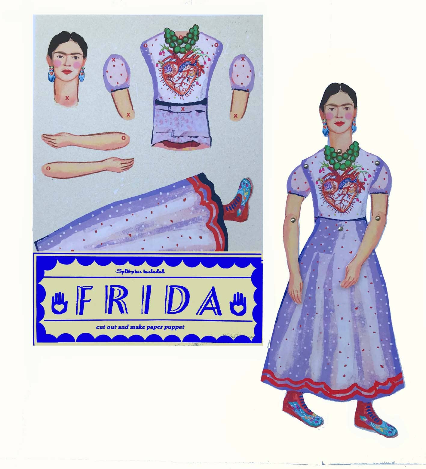 wini-tapp – wholesale DIY craft kit – Frida K Cut and Make Paper Puppet2