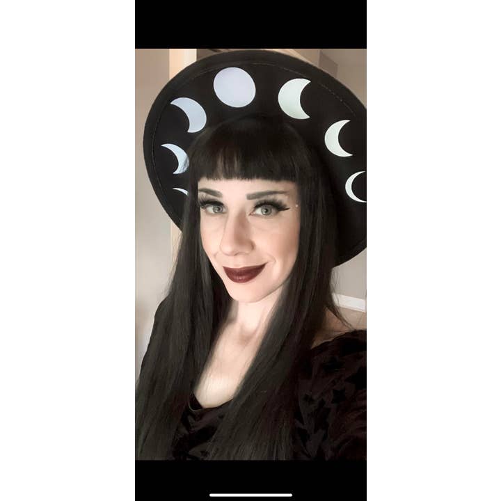 Wickedly Divine Shop - Wholesale Fedora - Women's - Witchy Gothic Wide Brimmed Felt Hat - Moon Witch