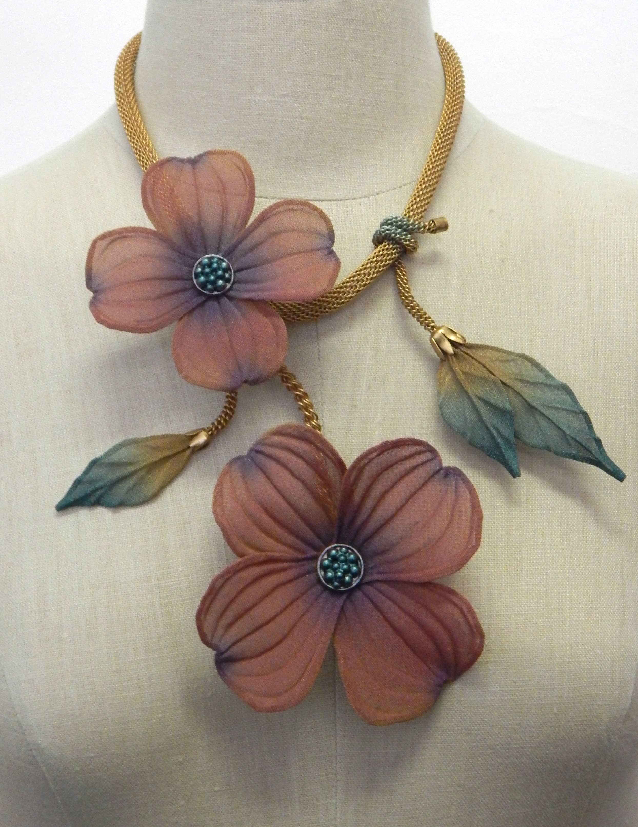 Sarah Cavender Metalworks - Wholesale Pendant/Charm Necklace - 24" Sculpted Double Dogwood Bloom Necklace6