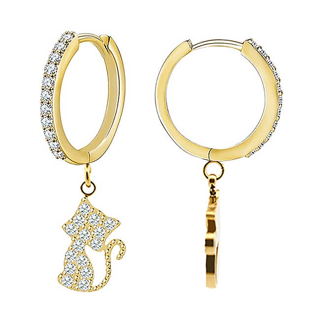 CAT ZIRCONIA HOOP EARRINGS - JN24784A878 for wholesale by AMORINO SRL