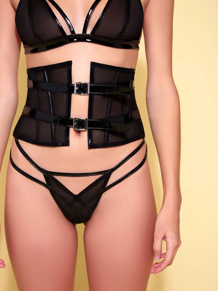 Cleo Vinyl Waist Cincher Lingerie for wholesale by Hauty