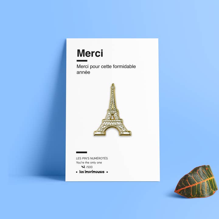 Pin's Merci - Tour Eiffel - Spécial fin d'année scolaire pour la vente par LES IMPRIMEUSES