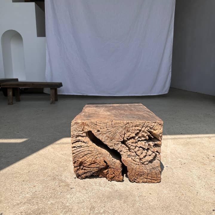 Office Objets - Wholesale Stool - Raw monoxyle organic Asian teak stool1