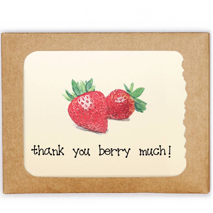 Paquete de tarjetas - Thank You - Berry Straw para venta al por mayor de Piccola Arte