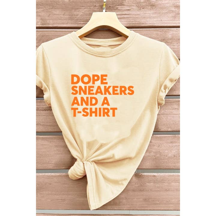 Nobrand - Wholesale Screen Printed T-Shirt - Women's - DOPE SNEAKERS & T SHIRT WOMEN TEE - Double-Needle Stitch