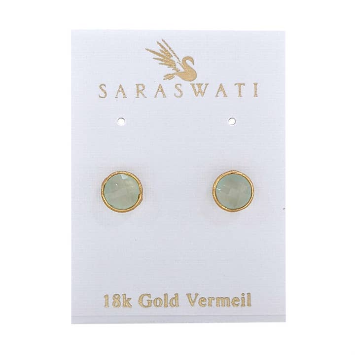 Saraswati Imports - Wholesale Stud/Post Earrings - Le Petite Chalcedony Vermeil Post Earrings