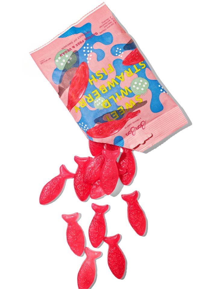 Sweet Wild Strawberry Fish - Swedish Candy 5.2oz (150g) for wholesale by BonBon - A Swedish Candy Co