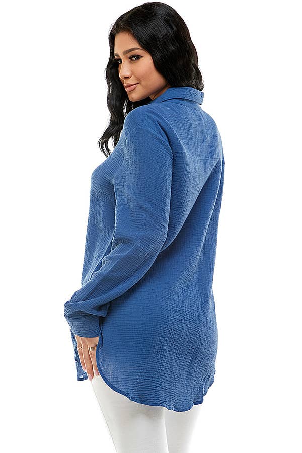 Veracci – wholesale Tröja med knappar – Dam – Dubbel gasväv Weekend Button-Down skjorta26