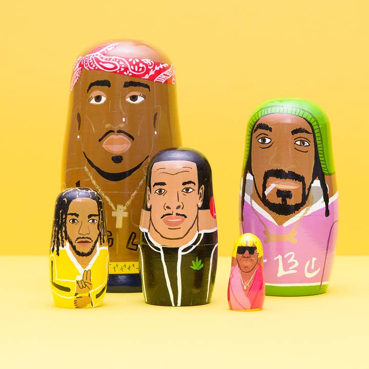 Larney + Babs - Wholesale Doll - Kids - West Coast Rappers Wooden Nesting Doll Sets