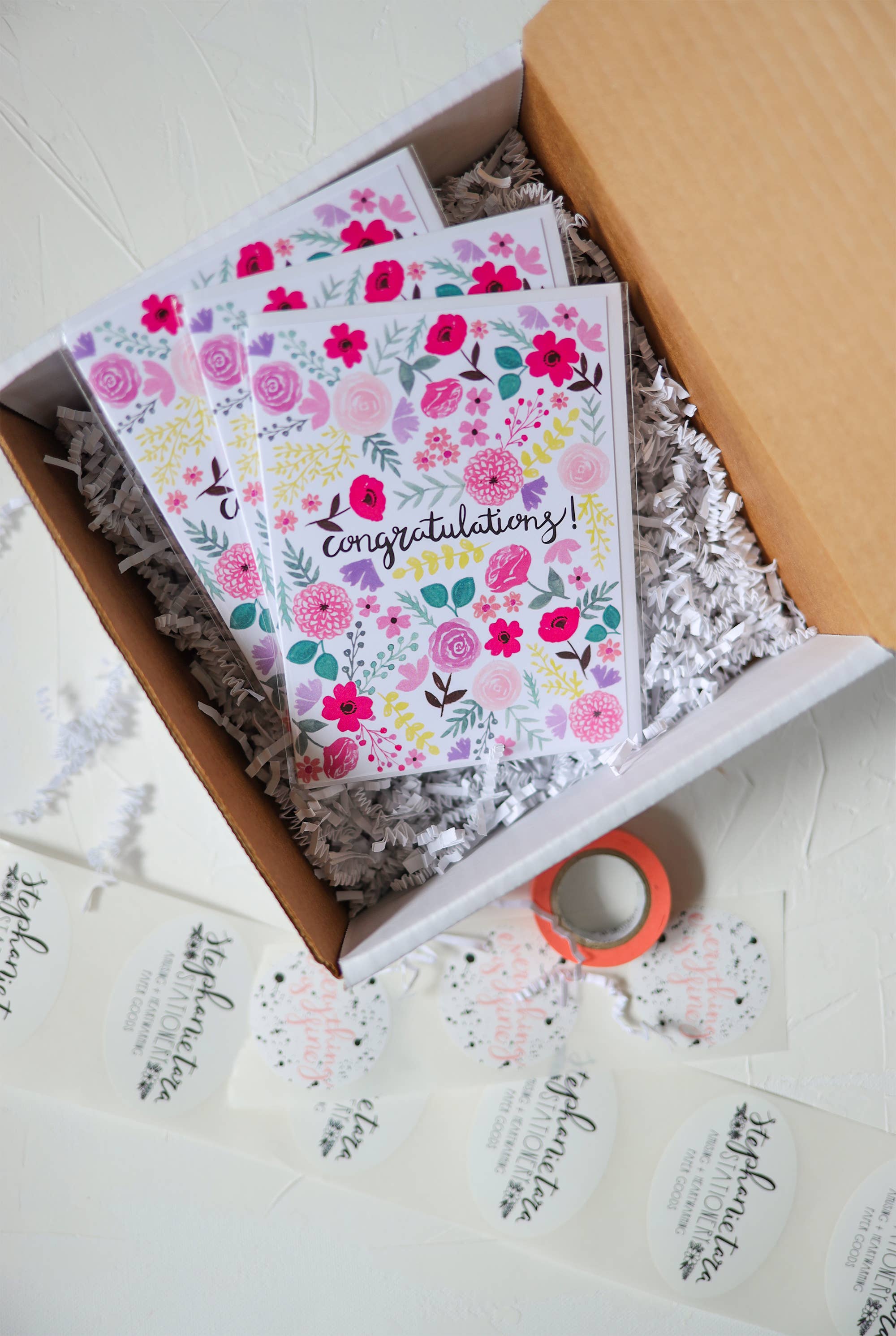 Stephanie Tara Stationery - Wholesale Felicitatie-kaartje - Gefeliciteerd Floral wenskaart1