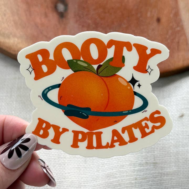 Booty By Pilates Peach Sticker for wholesale by Big Moods