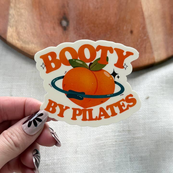 Booty By Pilates Peach Sticker for wholesale by Big Moods