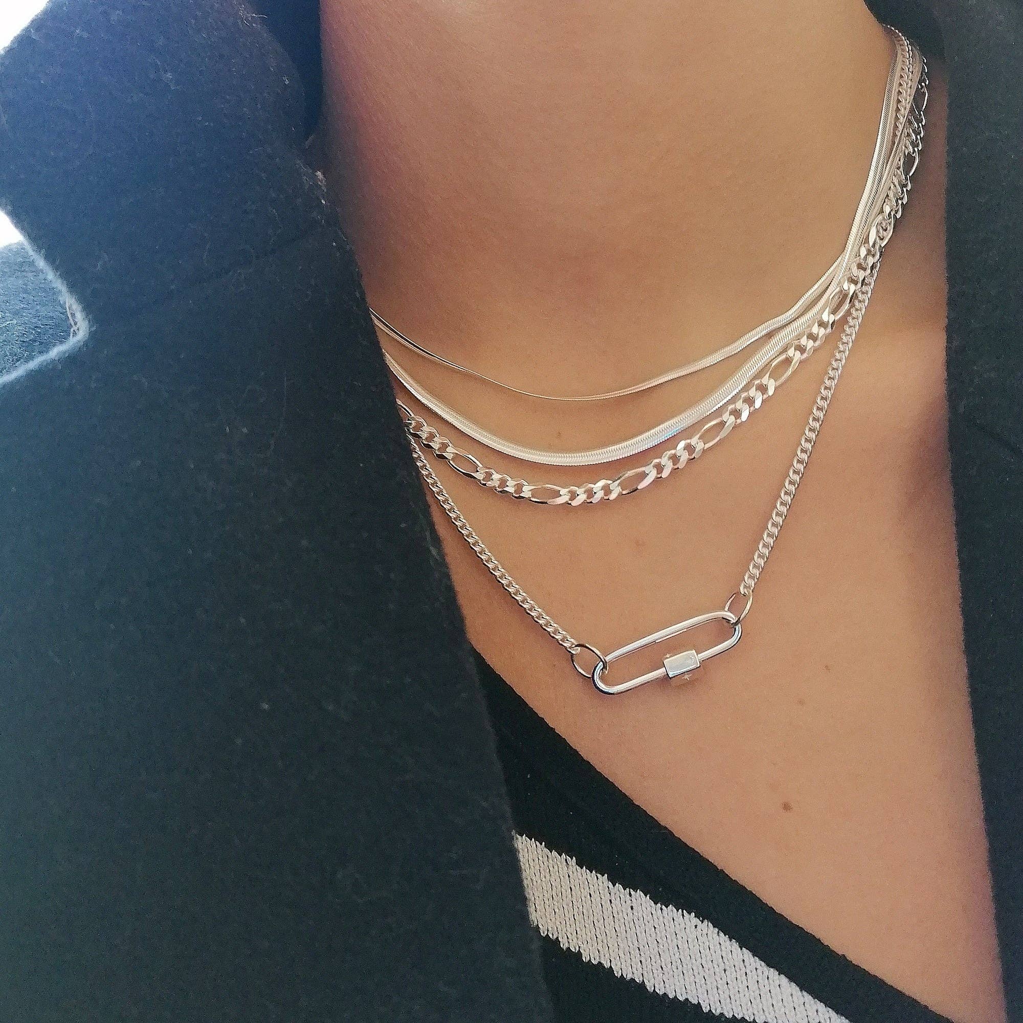 Scream Pretty - Recycled Sterling Silver Jewellery – wholesale Individual charm/pendant – Long Link Carabiner Charm Lock1